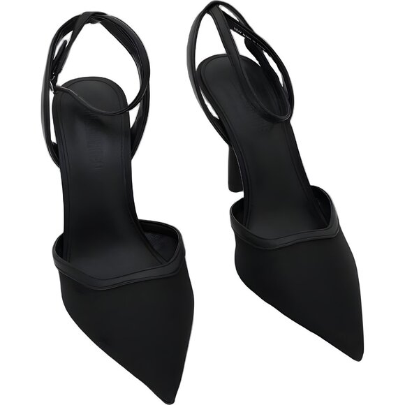 Steve Madden Alliance-M black mesh pointed-toe slingback pumps heels 7M - Picture 1 of 6